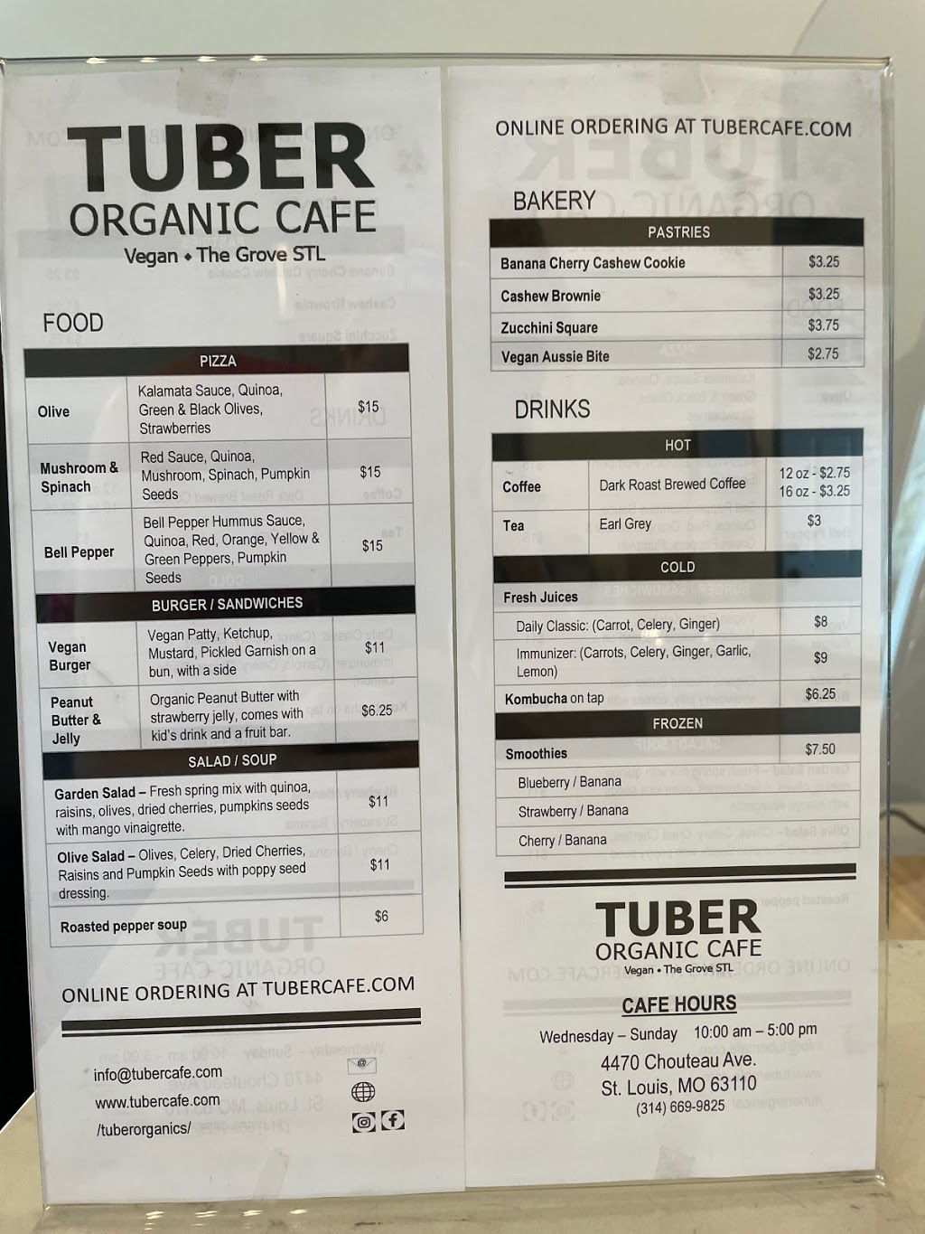 Tuber Organic Cafe | cafe | 4470 Chouteau Ave, St. Louis, MO 63110, USA | 3146699825 OR +1 314-669-9825