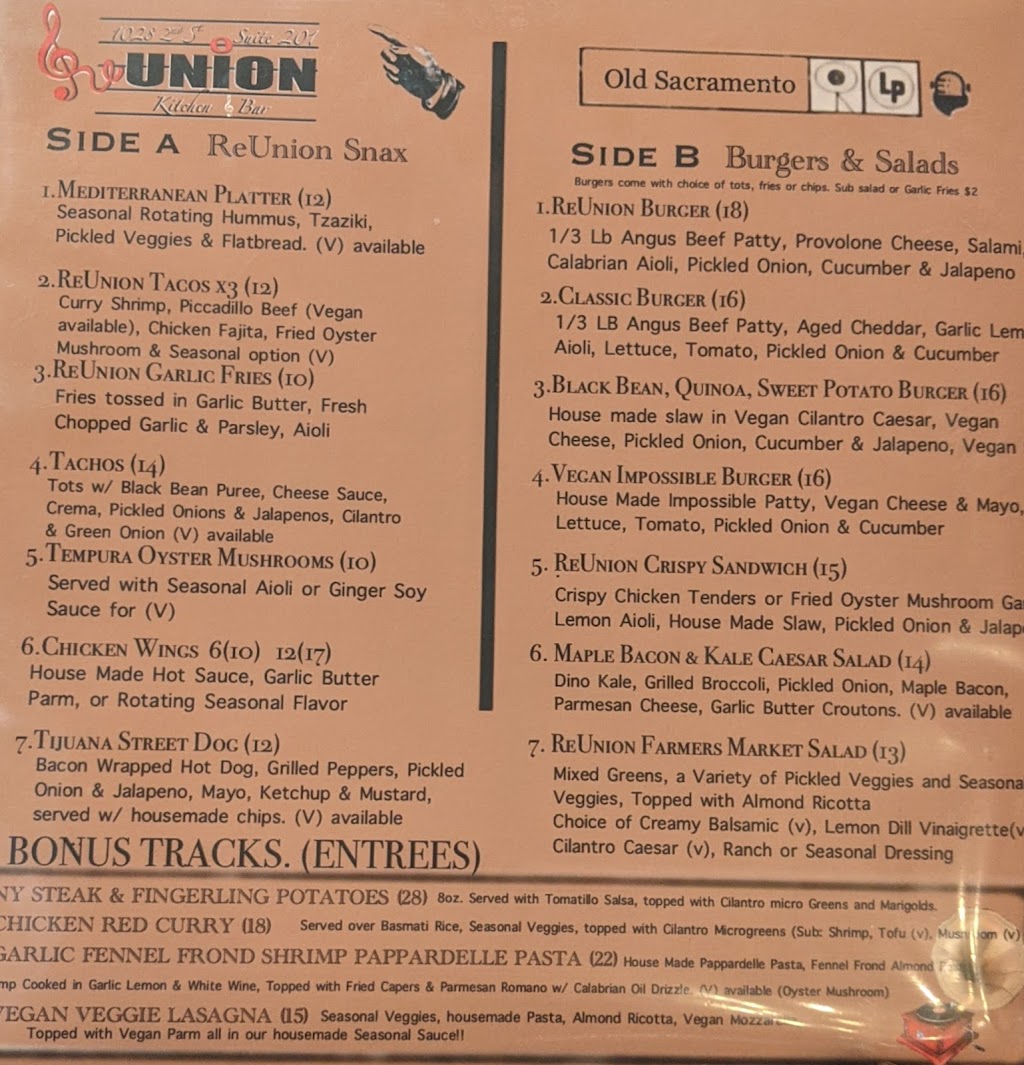 ReUnion Kitchen and Bar | restaurant | 1028 2nd St, Sacramento, CA 95814, USA | 9168405528 OR +1 916-840-5528