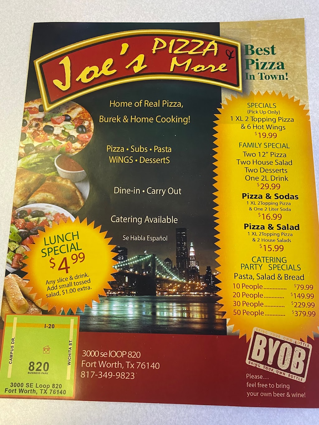 Joe’s Pizza & More | restaurant | 3000 SE Loop 820, Fort Worth, TX 76140, USA | 8173499823 OR +1 817-349-9823