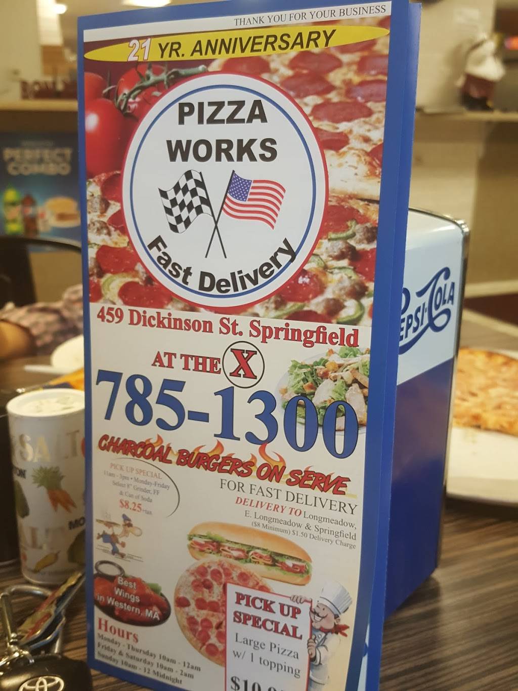 Pizza Works | restaurant | 459 Dickinson St, Springfield, MA 01108, USA | 4137851300 OR +1 413-785-1300