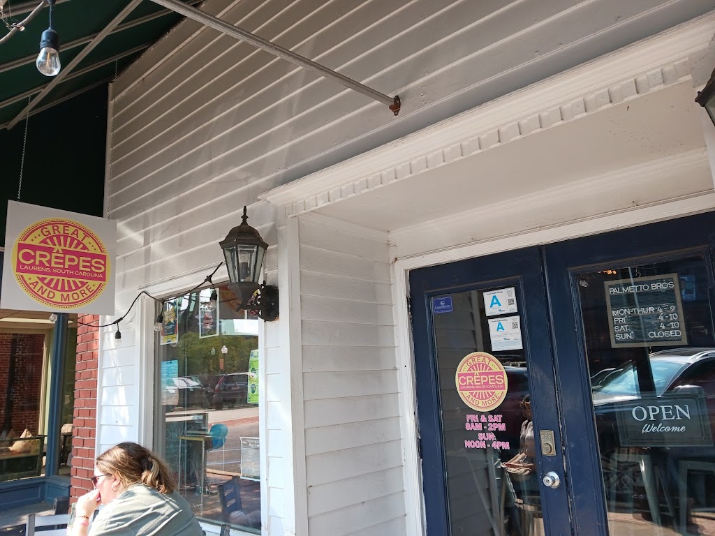 Great Crêpes and More | restaurant | 115 W Public Square, Laurens, SC 29360, USA | 8649812377 OR +1 864-981-2377