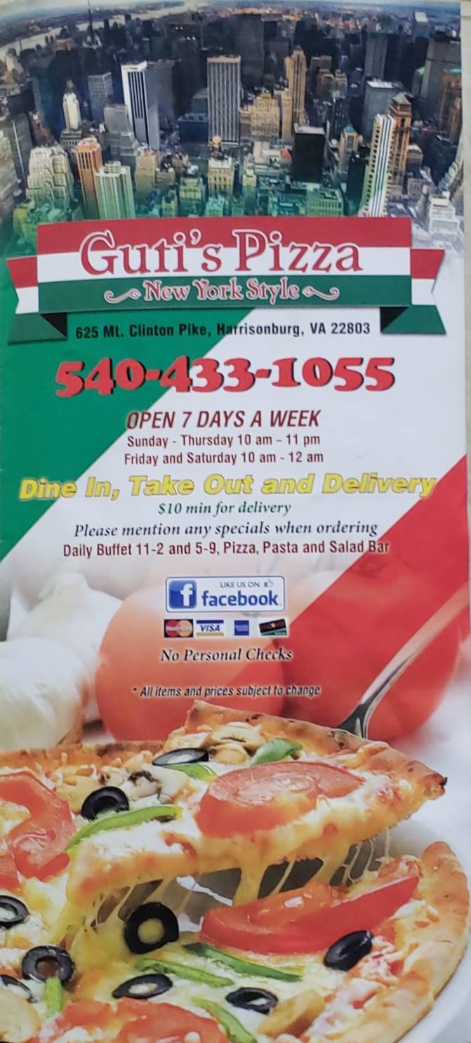 Gutis Pizza | restaurant | 625 Mt Clinton Pike, Harrisonburg, VA 22802, USA | 5404331055 OR +1 540-433-1055