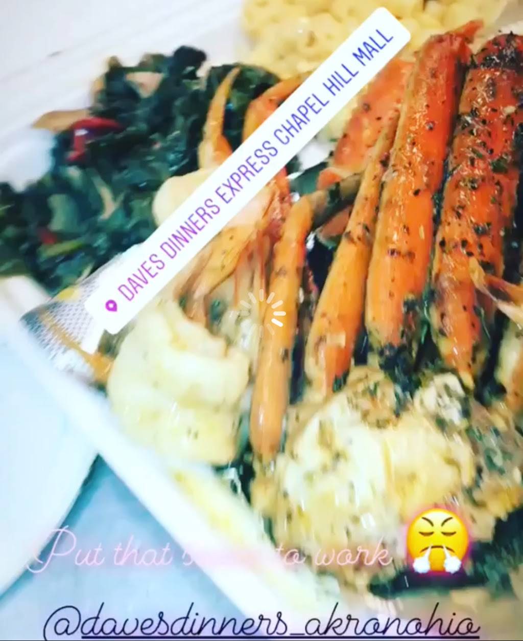 Daves Dinners Express | restaurant | 2000 Brittain Rd, Akron, OH 44310, USA | 2346786467 OR +1 234-678-6467