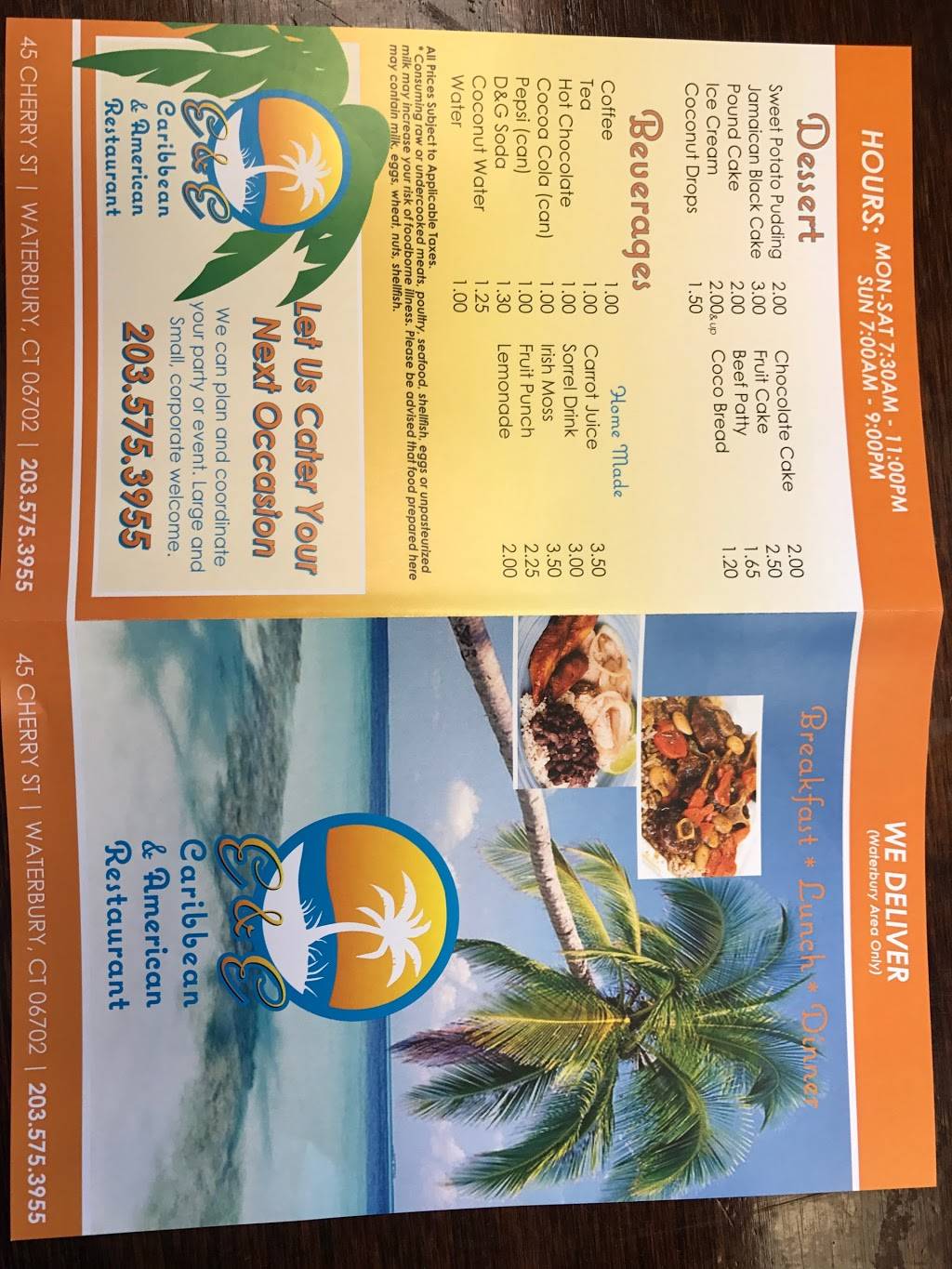E&E Caribbean & American Restaurant | restaurant | 799 N Main St, Waterbury, CT 06704, USA | 2035753955 OR +1 203-575-3955