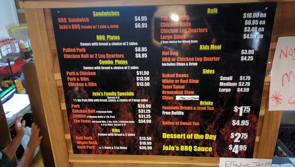 Jo Jos Backyard BBQ | restaurant | 2009 N Rocky River Rd, Lancaster, SC 29720, USA | 8032834844 OR +1 803-283-4844