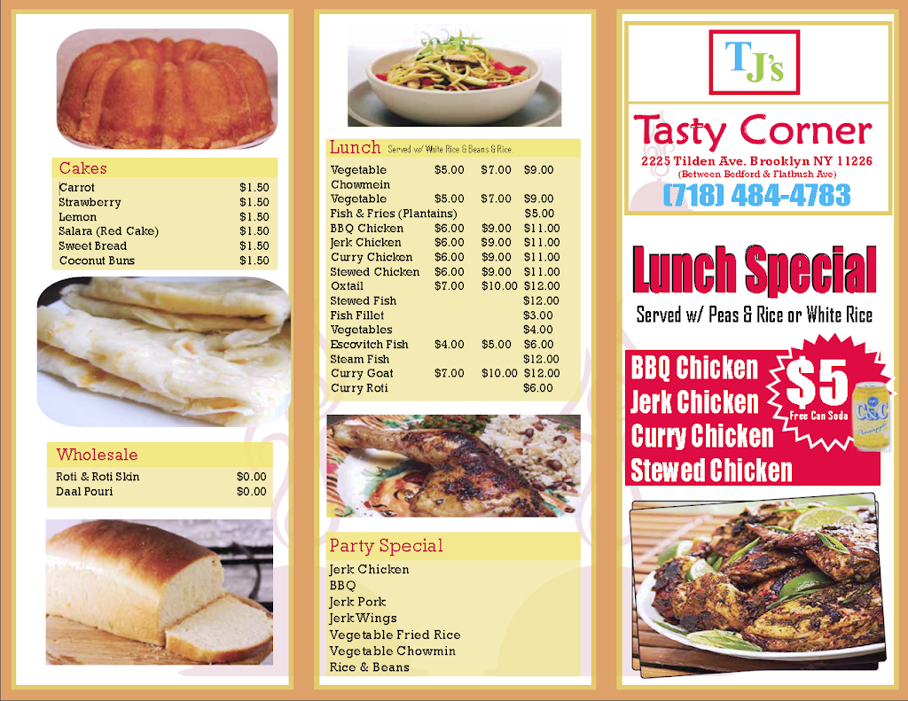 Tjs Tasty Corner | restaurant | 2225 Tilden Ave, Brooklyn, NY 11226, USA | 7184844783 OR +1 718-484-4783