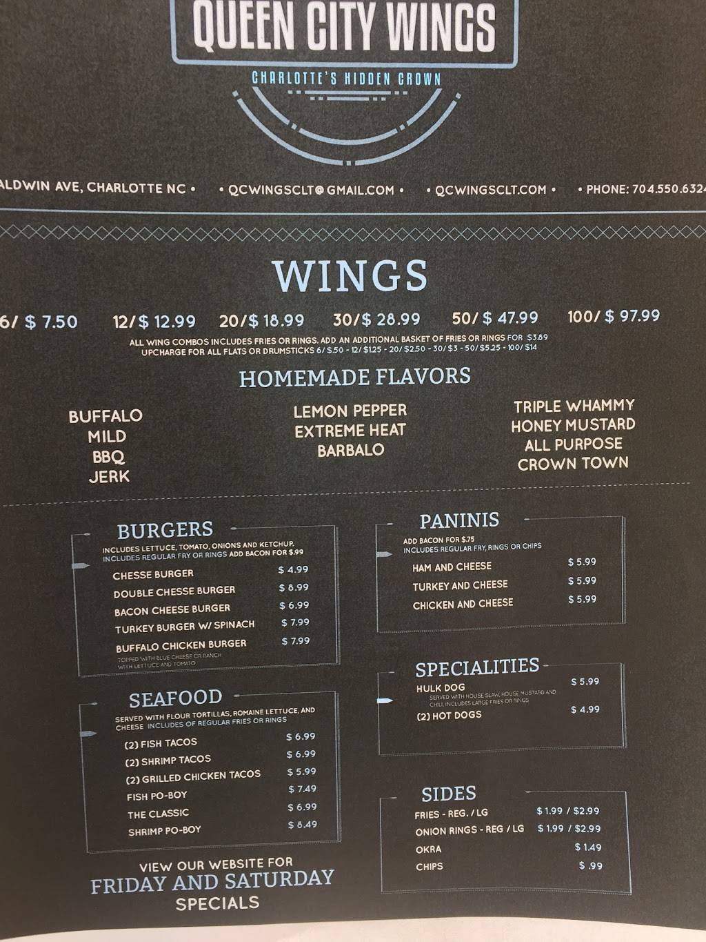 Queen City Wings | restaurant | 607 Baldwin Ave, Charlotte, NC 28204, USA | 7045506324 OR +1 704-550-6324