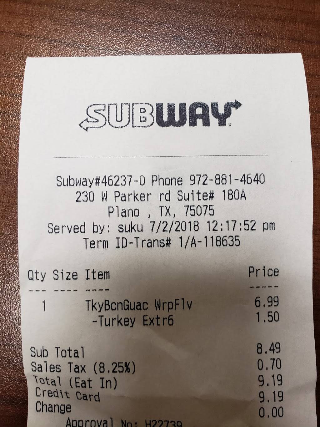 Subway Restaurants | restaurant | 230 West Parker Road Suite 180A Cambridge Square, Plano, TX 75075, USA | 9728814640 OR +1 972-881-4640