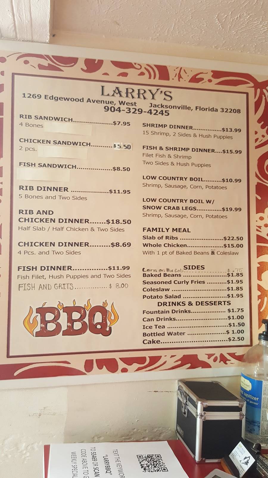 Larrys Bar-B-Que | restaurant | 1269 Edgewood Ave W, Jacksonville, FL 32208, USA | 9043294245 OR +1 904-329-4245