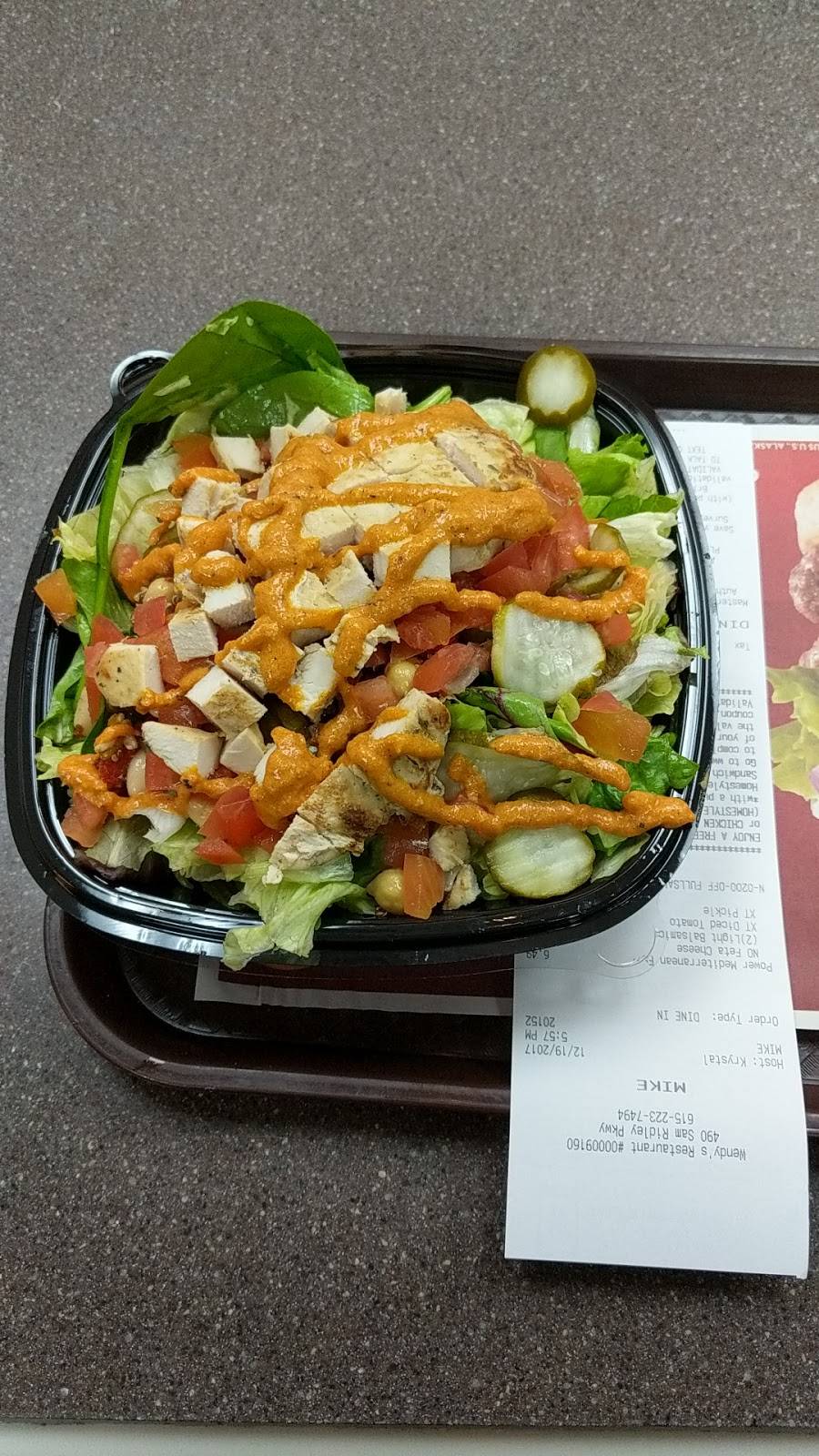 Wendys | restaurant | 490 Sam Ridley Pkwy W, Smyrna, TN 37167, USA | 6152237494 OR +1 615-223-7494