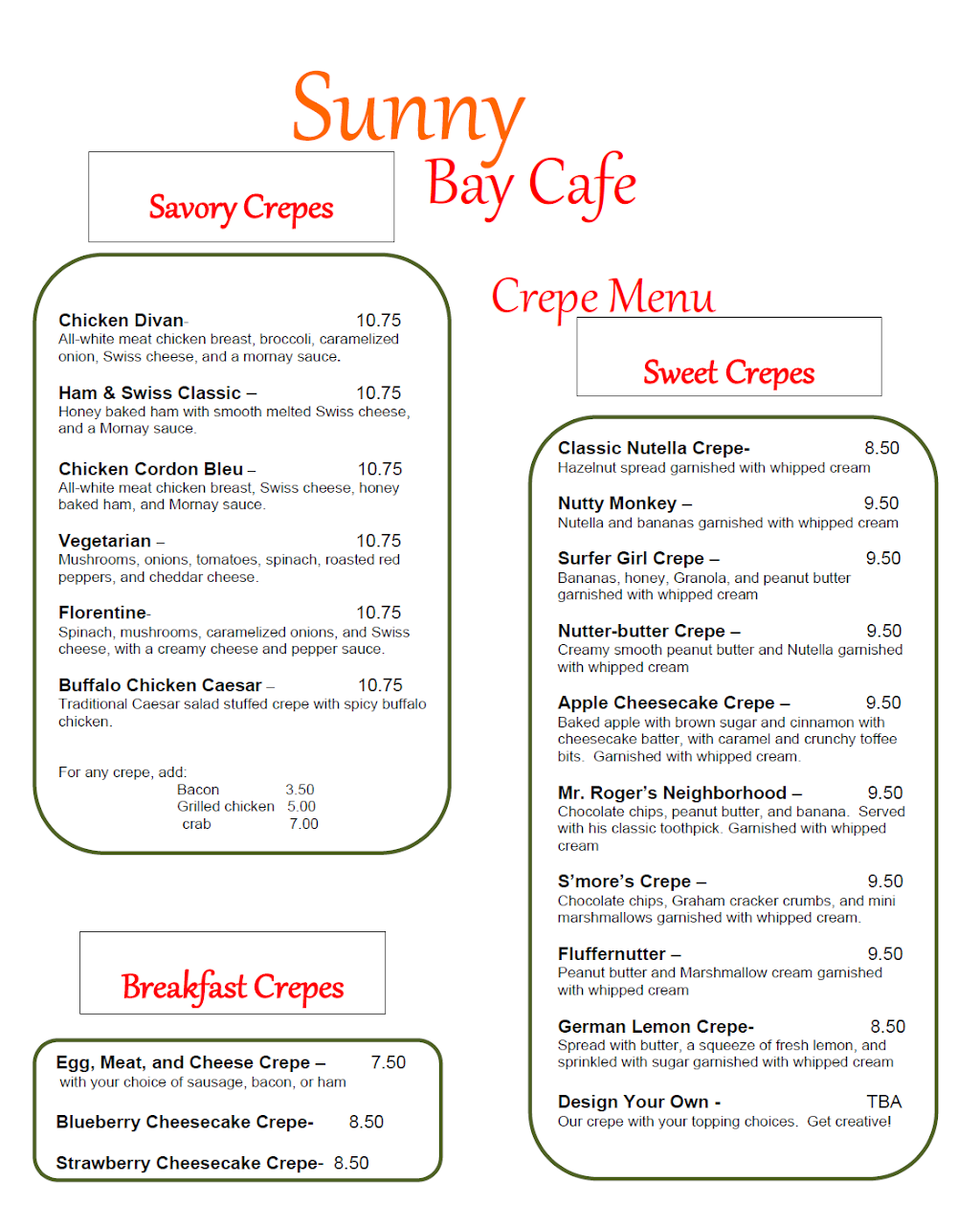 Sunny Bay Cafe | restaurant | 236 Rehoboth Ave, Rehoboth Beach, DE 19971, USA | 3025672344 OR +1 302-567-2344