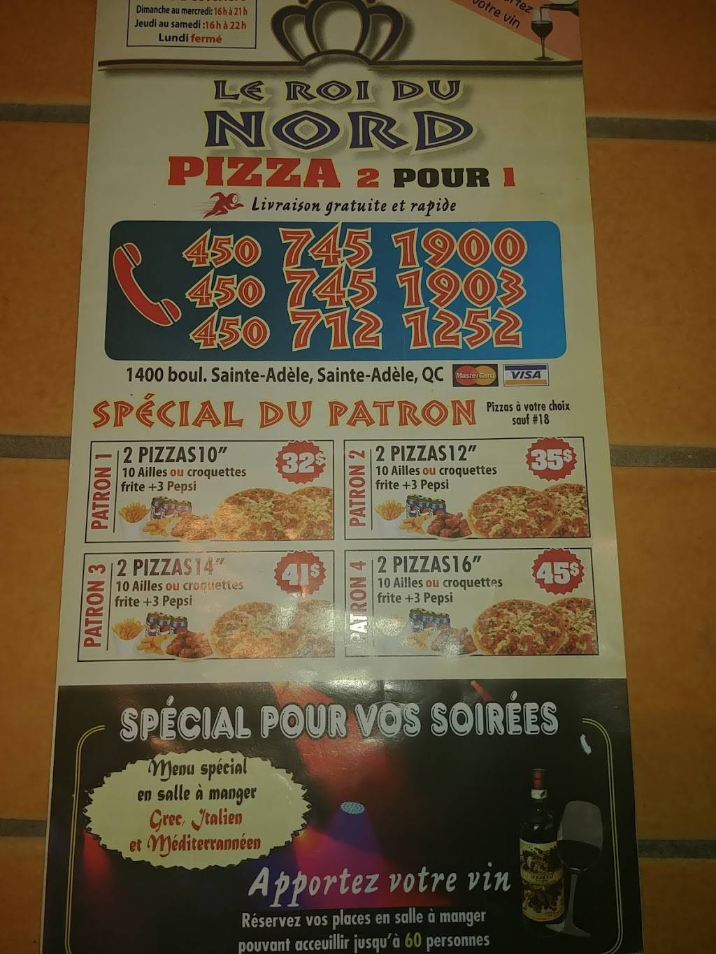 Le roi du nord | restaurant | 1400 Boulevard de Sainte-Adèle, Sainte-Adèle, QC J8B 0J8, Canada | 4507451900 OR +1 450-745-1900