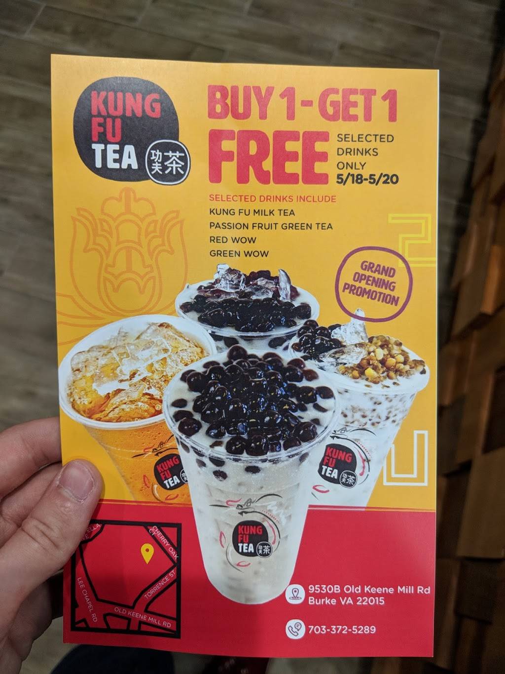 Kung Fu Tea | cafe | 9530B Old Keene Mill Rd, Burke, VA 22015, USA | 7033725289 OR +1 703-372-5289