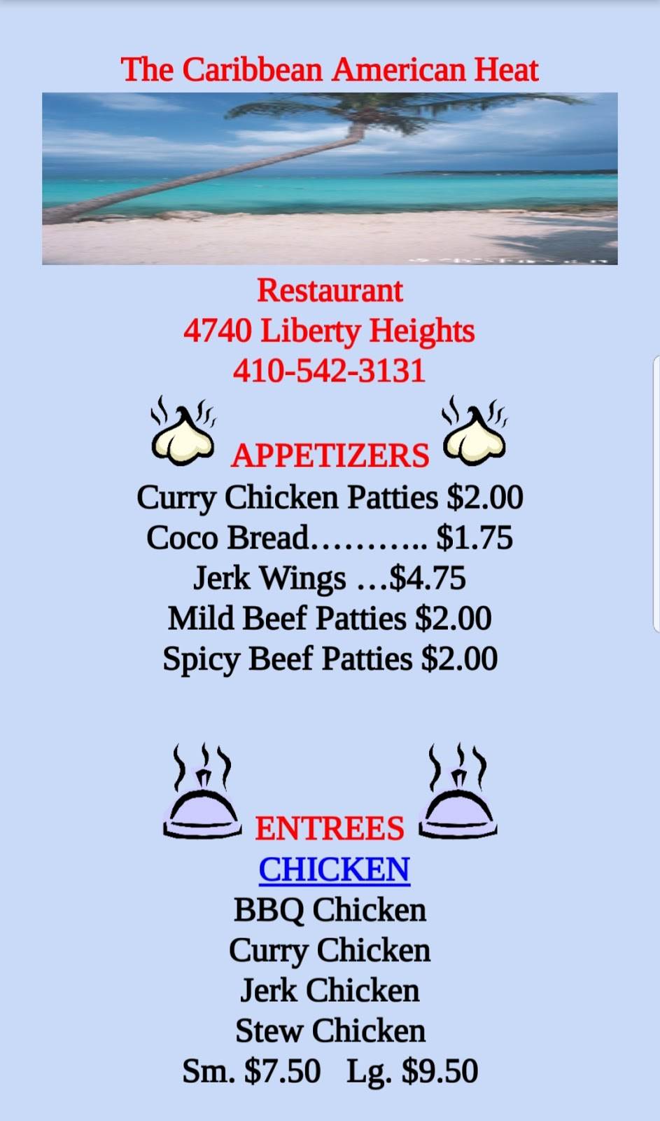 Caribbean Heat | restaurant | 4740 Liberty Heights Ave, Baltimore, MD 21207, USA | 4105423131 OR +1 410-542-3131