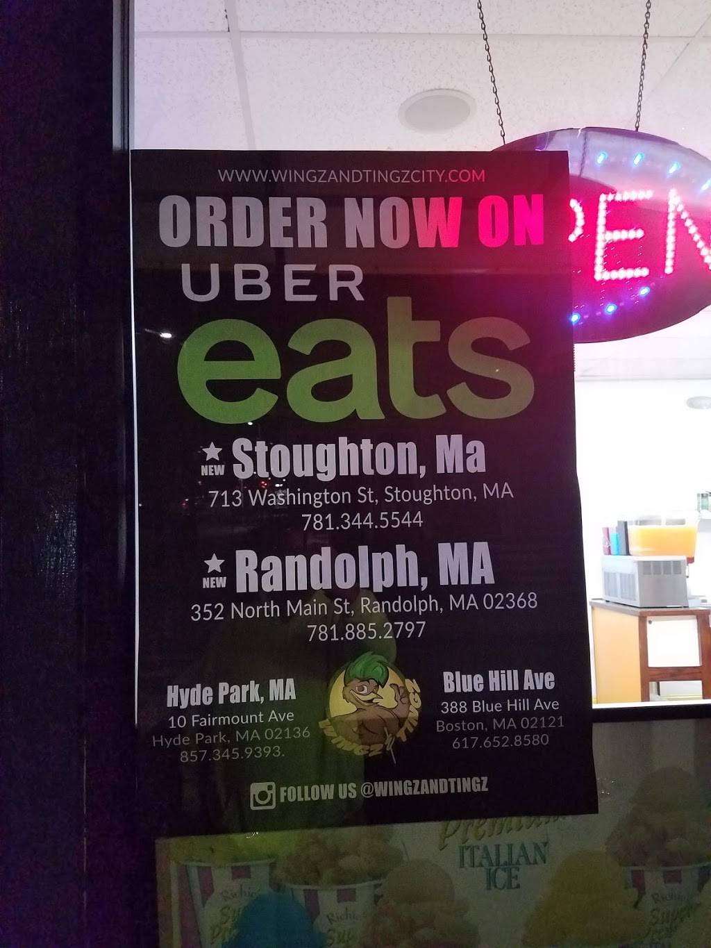 Wingz & Tingz | restaurant | 388 Blue Hill Avenue, Boston, MA 02121, USA | 6176528580 OR +1 617-652-8580