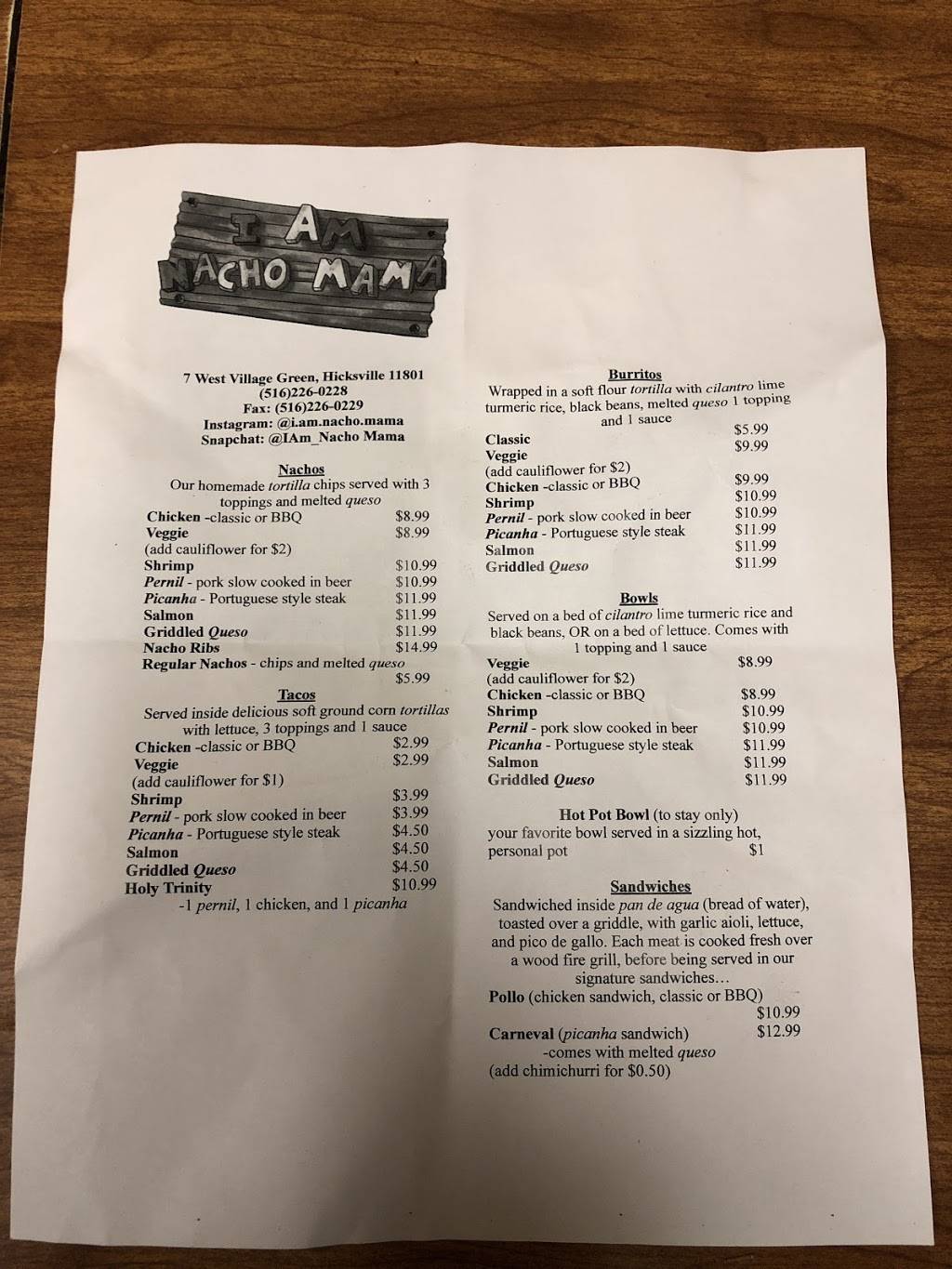 I Am Nacho Mama | restaurant | 7 W Village Green, Hicksville, NY 11801, USA | 5162260228 OR +1 516-226-0228