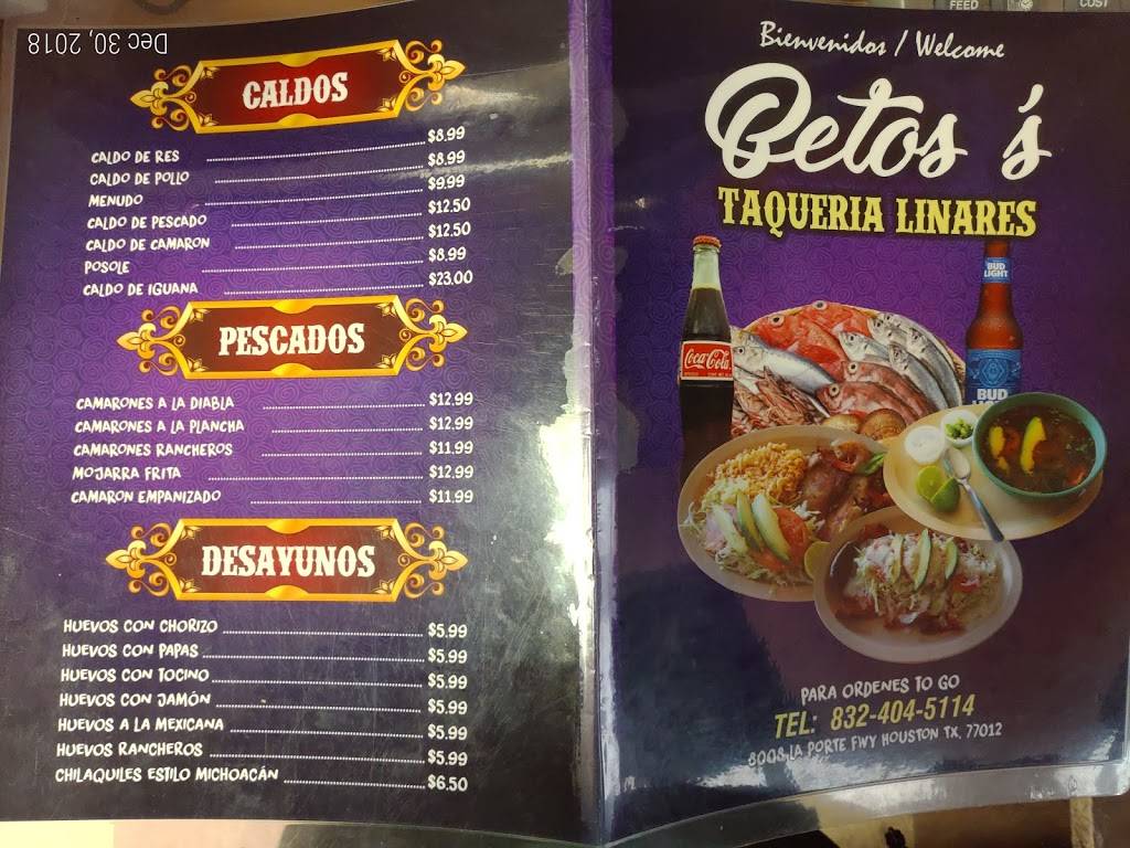 Betos Taqueria Linares | restaurant | 8008 La Porte Fwy, Houston, TX 77012, USA | 8324095114 OR +1 832-409-5114