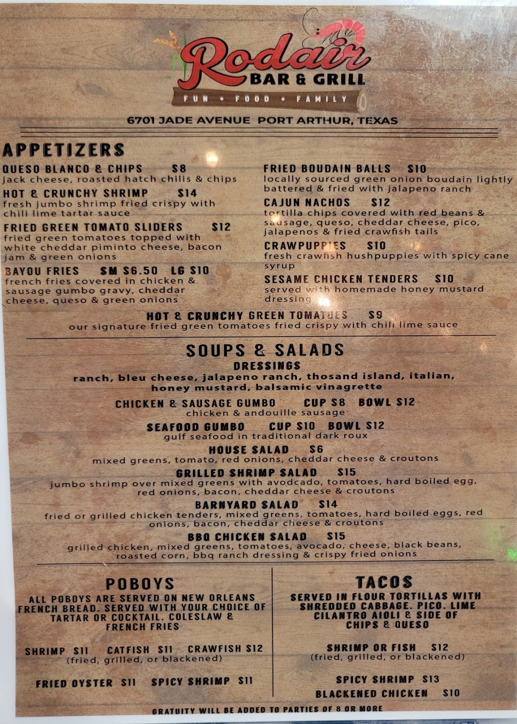 Rodair Bar and Grill | restaurant | 6701 Jade Ave, Port Arthur, TX 77640, USA | 4095484242 OR +1 409-548-4242