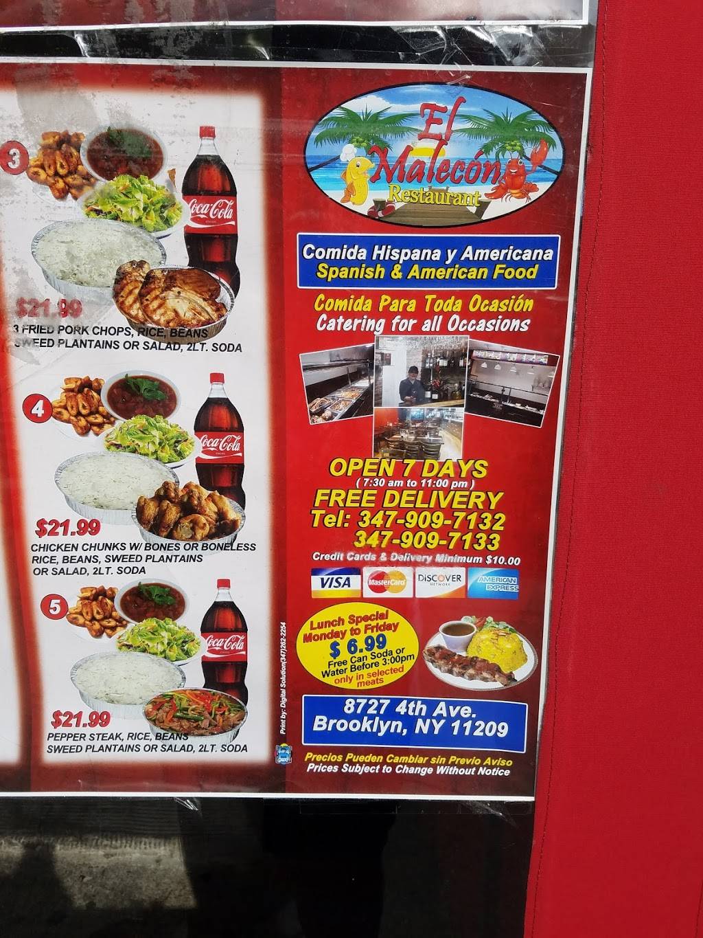 El Malećon | restaurant | 8727 4th Ave, Brooklyn, NY 11209, USA | 3479097132 OR +1 347-909-7132