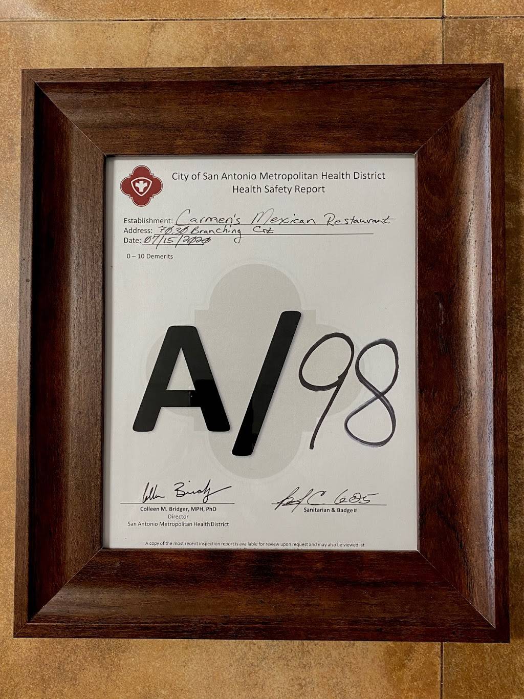 Carmen’s Mexican Restaurant | restaurant | 7030 Branching Ct, San Antonio, TX 78239, USA | 2102331433 OR +1 210-233-1433