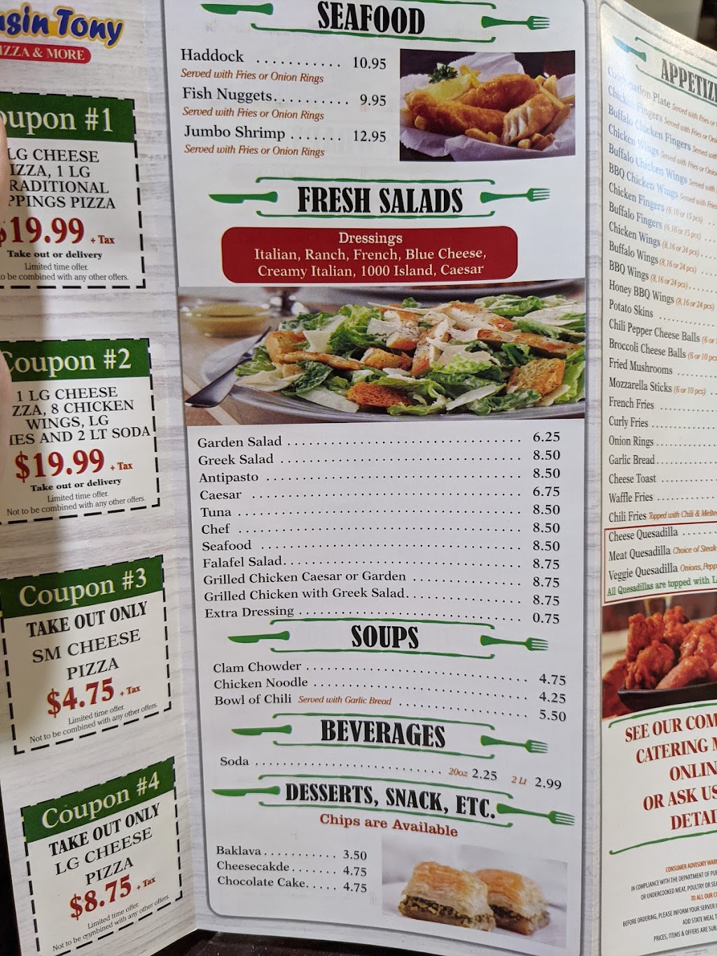 Cousin Tony Pizza & More | restaurant | 439 Park Ave, Worcester, MA 01610, USA | 5087998900 OR +1 508-799-8900