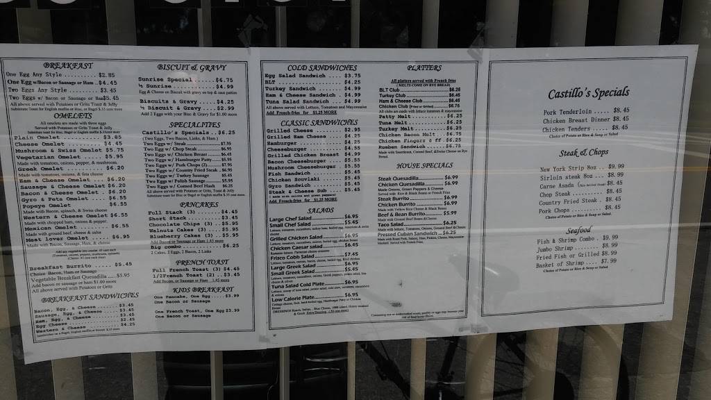 Castillos Restaurant | restaurant | 1724 N Fort Harrison Ave, Clearwater, FL 33755, USA | 7274669101 OR +1 727-466-9101