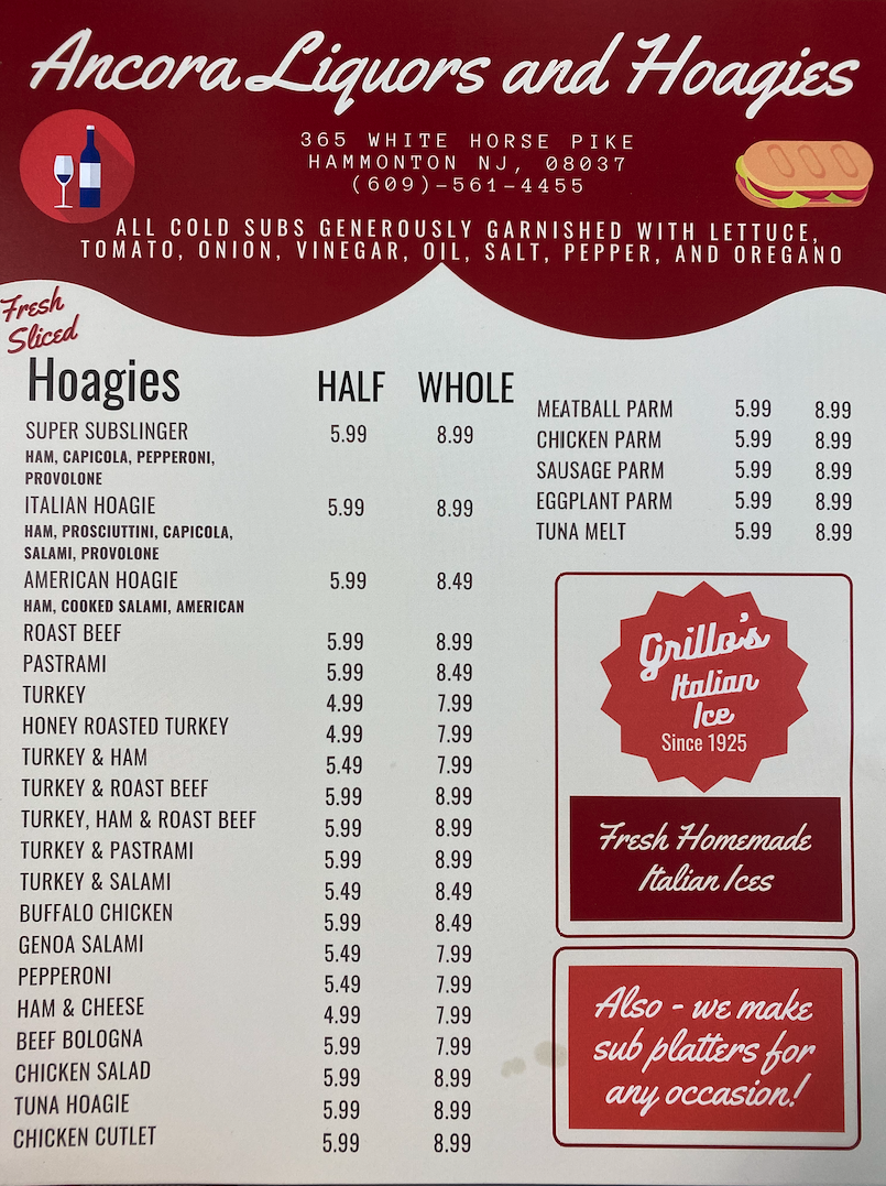 Ancora Liquors | restaurant | 365 S White Horse Pike, Hammonton, NJ 08037, USA | 6095614455 OR +1 609-561-4455