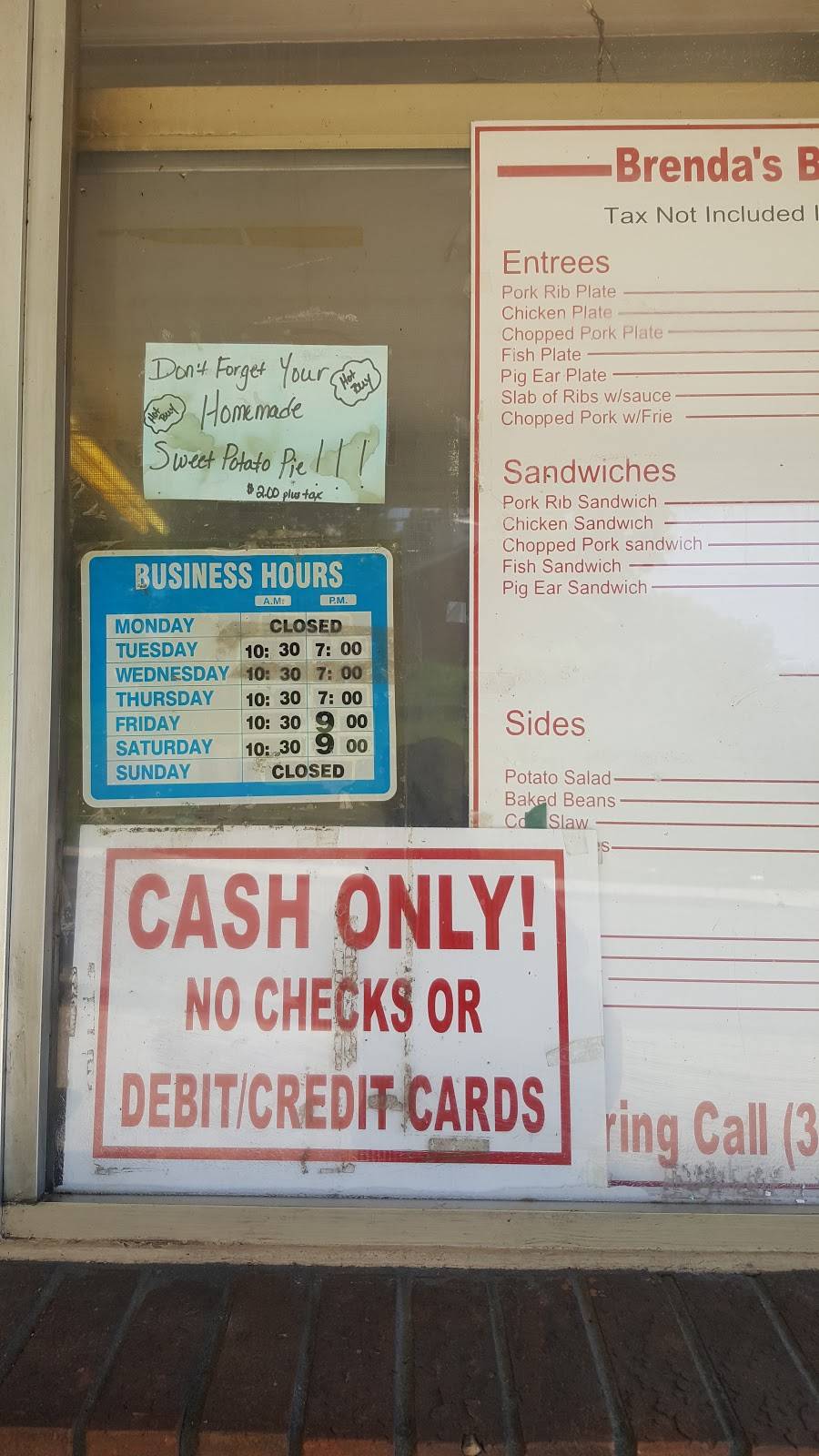 Brendas Bar-B-Que Pit | restaurant | 1457 Mobile Rd, Montgomery, AL 36108, USA | 3342629349 OR +1 334-262-9349