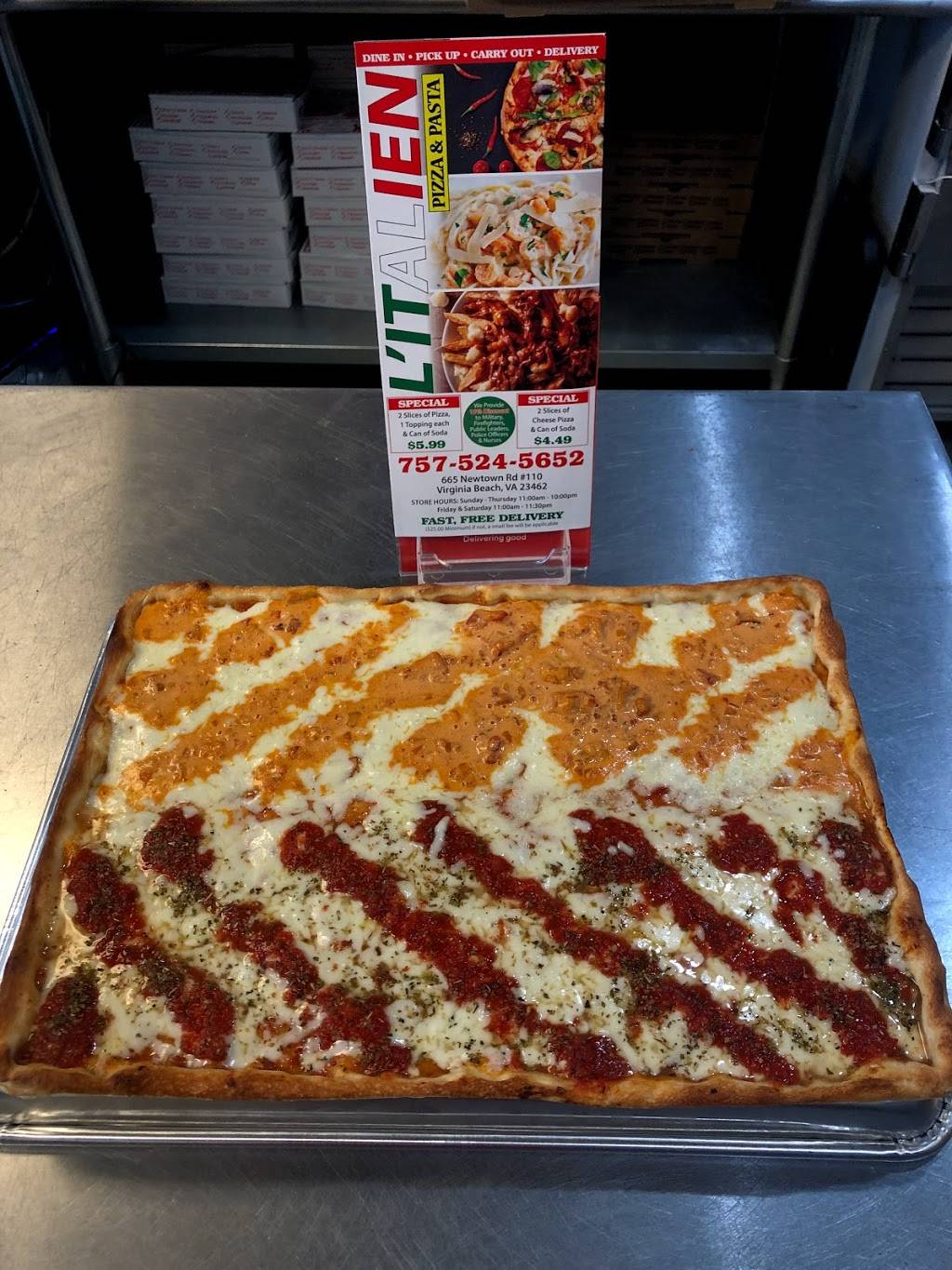 Litalien Pizza and Pasta | restaurant | 665 Newtown Rd suite #110, Virginia Beach, VA 23462, USA | 7575245652 OR +1 757-524-5652