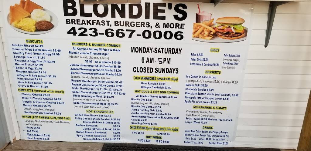 Blondies Restaurant | restaurant | A072018 08800 000018, Spring City, TN 37381, USA | 4236670006 OR +1 423-667-0006