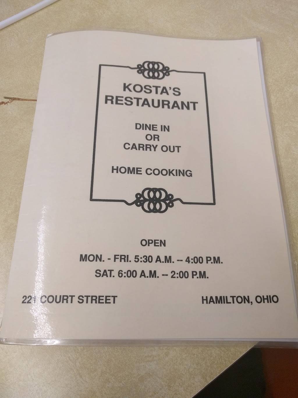 Kostas Restaurant | restaurant | 221 Court St, Hamilton, OH 45011, USA | 5138924189 OR +1 513-892-4189