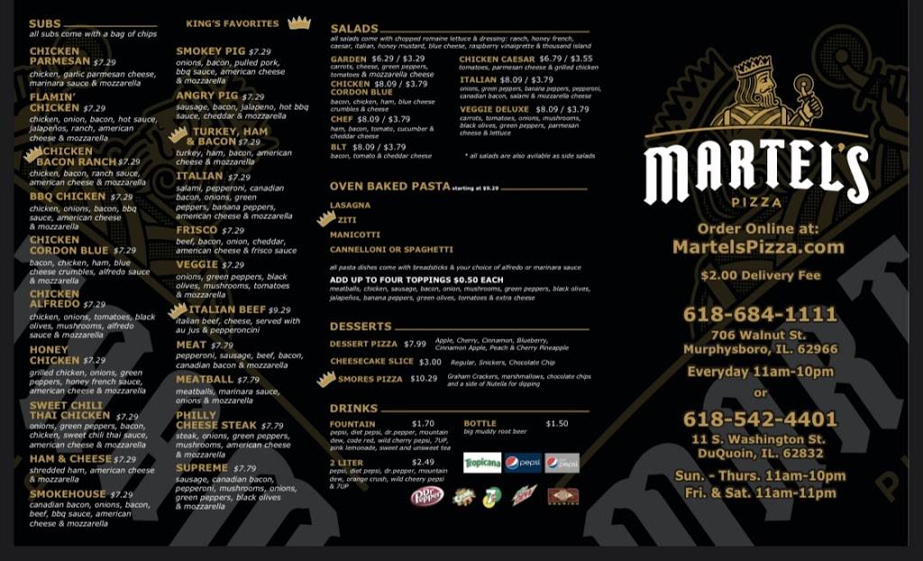 Martel’s Pizza | restaurant | 11 S Washington St, Du Quoin, IL 62832, USA | 6185424401 OR +1 618-542-4401