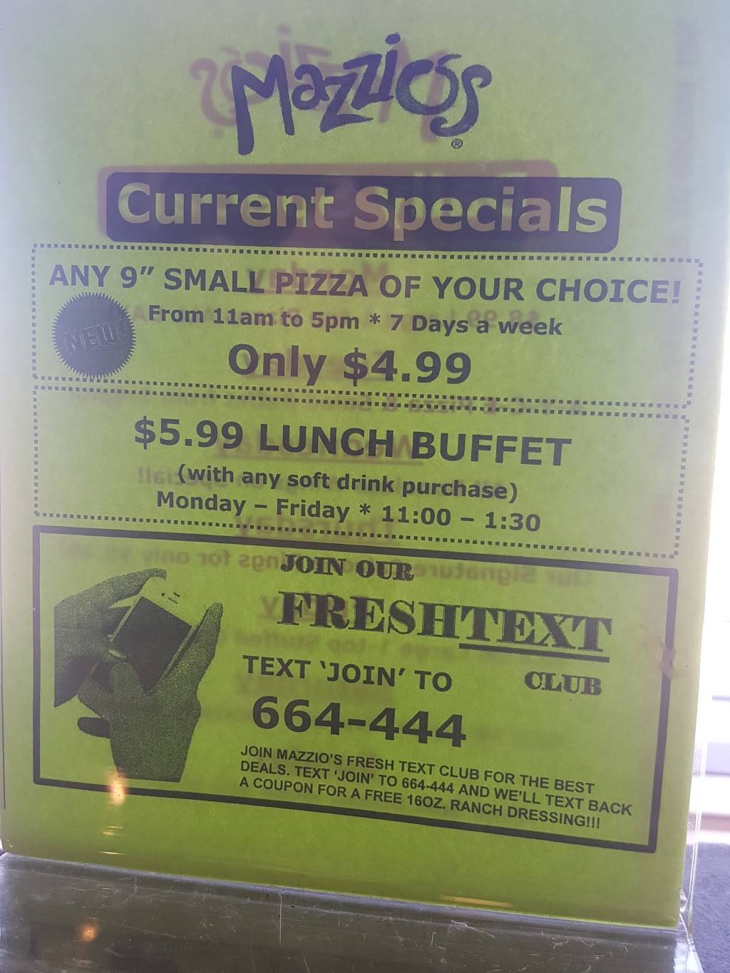 Mazzios Italian Eatery | meal delivery | 869 E Veterans Memorial Hwy, Blanchard, OK 73010, USA | 4054854664 OR +1 405-485-4664