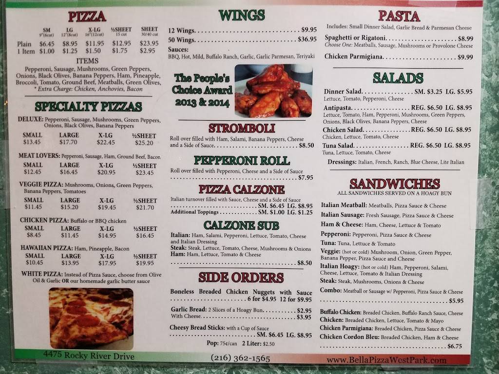 Bella Pizza | restaurant | 4475 Rocky River Dr, Cleveland, OH 44135, USA | 2163621565 OR +1 216-362-1565