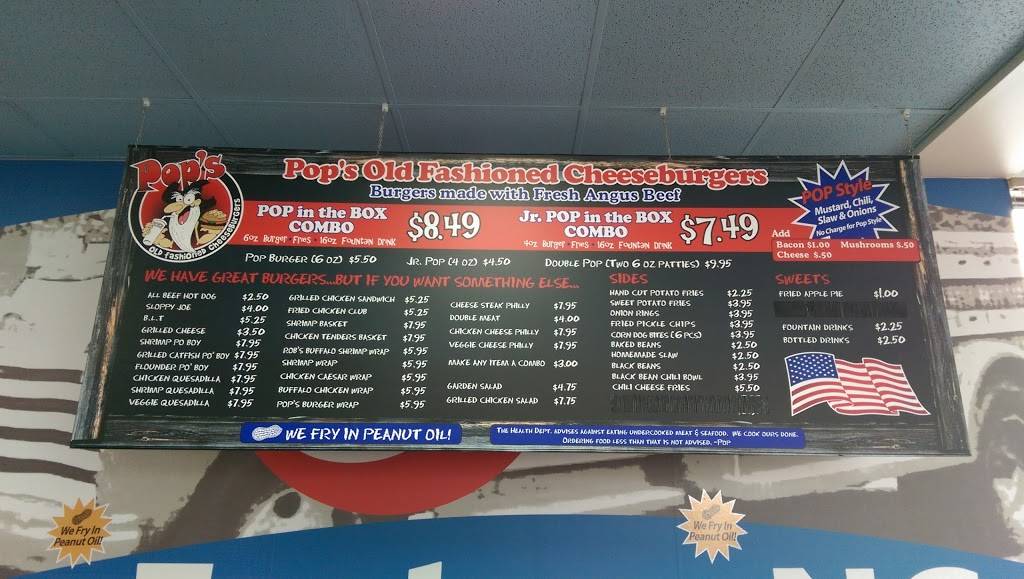 Pops Old Fashioned Cheeseburgers | restaurant | 1011 S Charles Blvd, Greenville, NC 27858, USA | 2523290048 OR +1 252-329-0048
