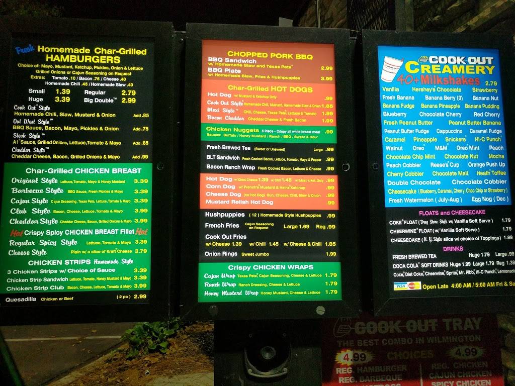 Cook Out | restaurant | 715 S College Rd, Wilmington, NC 28403, USA | 9103992656 OR +1 910-399-2656