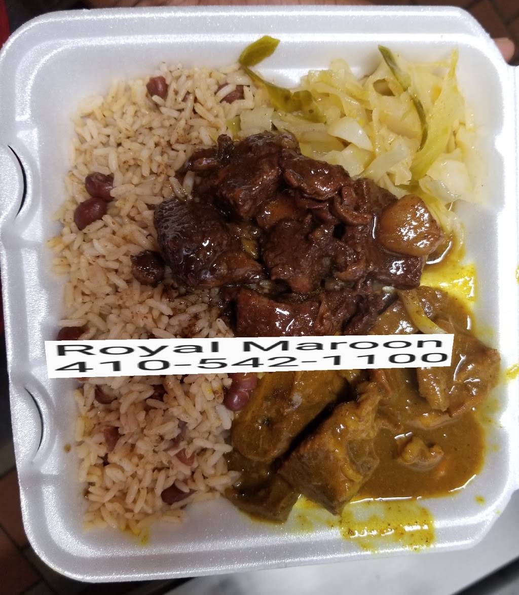 Royal Maroon Caribbean Carryout | restaurant | 3127 W Belvedere Ave, Baltimore, MD 21215, USA | 4105421100 OR +1 410-542-1100