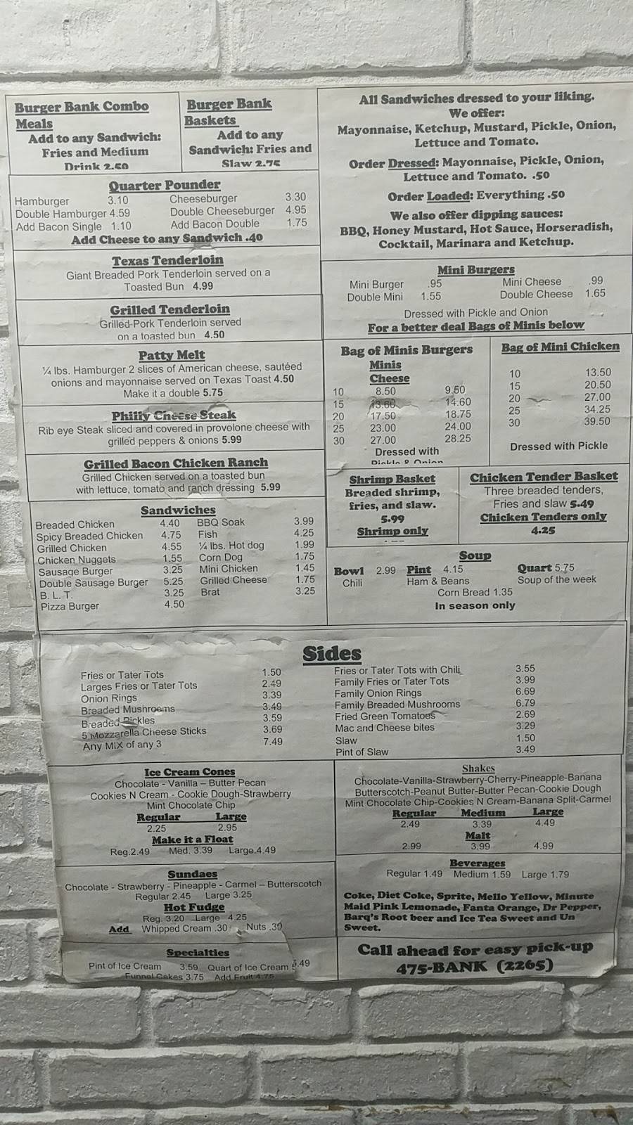 Burger Bank | restaurant | 1617 S Weinbach Ave, Evansville, IN 47714, USA | 8124752265 OR +1 812-475-2265