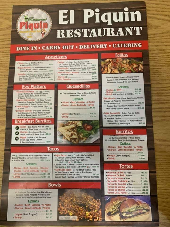 El Piquin Restaurant 2 | restaurant | 162 Carroll Island Rd, Middle River, MD 21220, USA | 4103446512 OR +1 410-344-6512