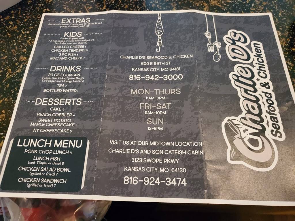 Charlie Ds & Son Catfish | restaurant | 600 E 99th St, Kansas City, MO 64131, USA | 8169423000 OR +1 816-942-3000