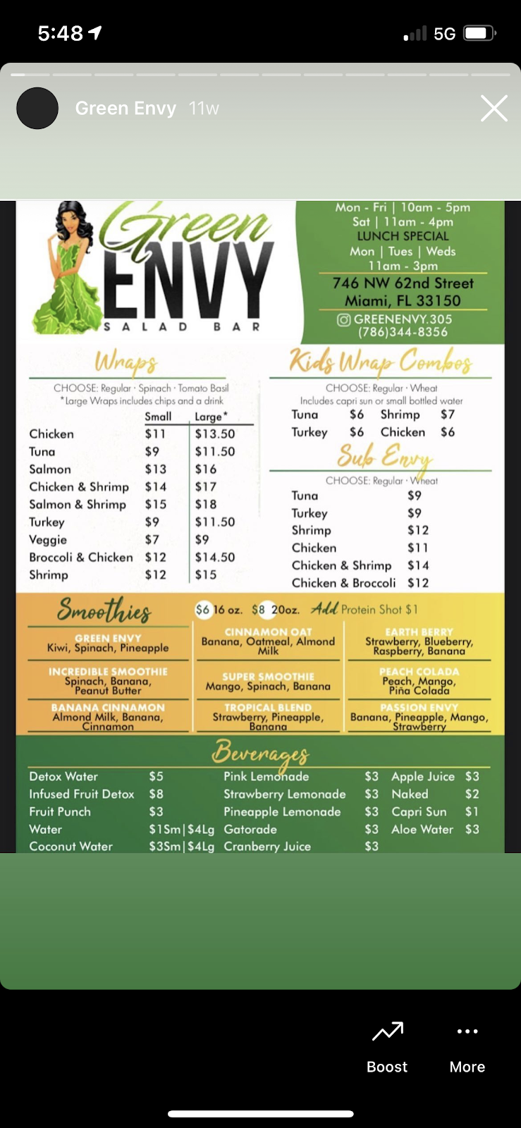 Green Envy Salad Bar | restaurant | 746 NW 62nd St, Miami, FL 33150, USA | 7863448356 OR +1 786-344-8356