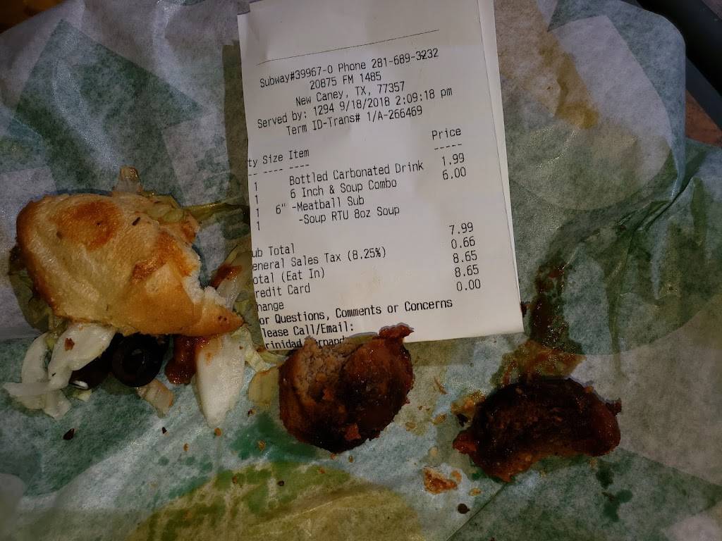 Subway Restaurants | restaurant | 20875 FM 1485 #A, New Caney, TX 77357, USA | 2816893232 OR +1 281-689-3232
