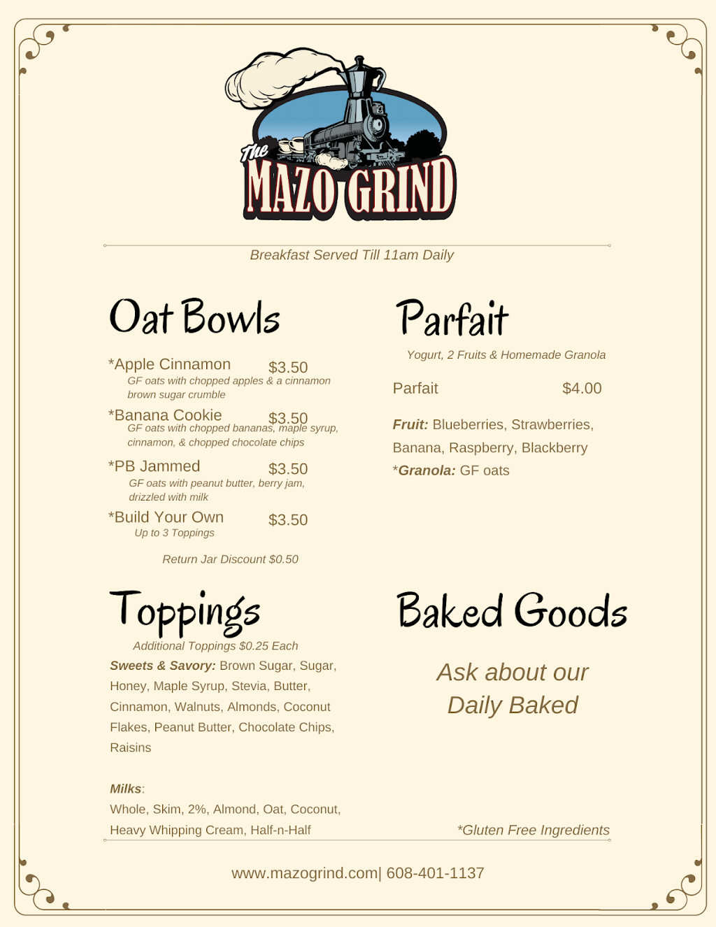 The Mazo Grind | cafe | 603 W Commercial St, Mazomanie, WI 53560, USA | 6084011137 OR +1 608-401-1137