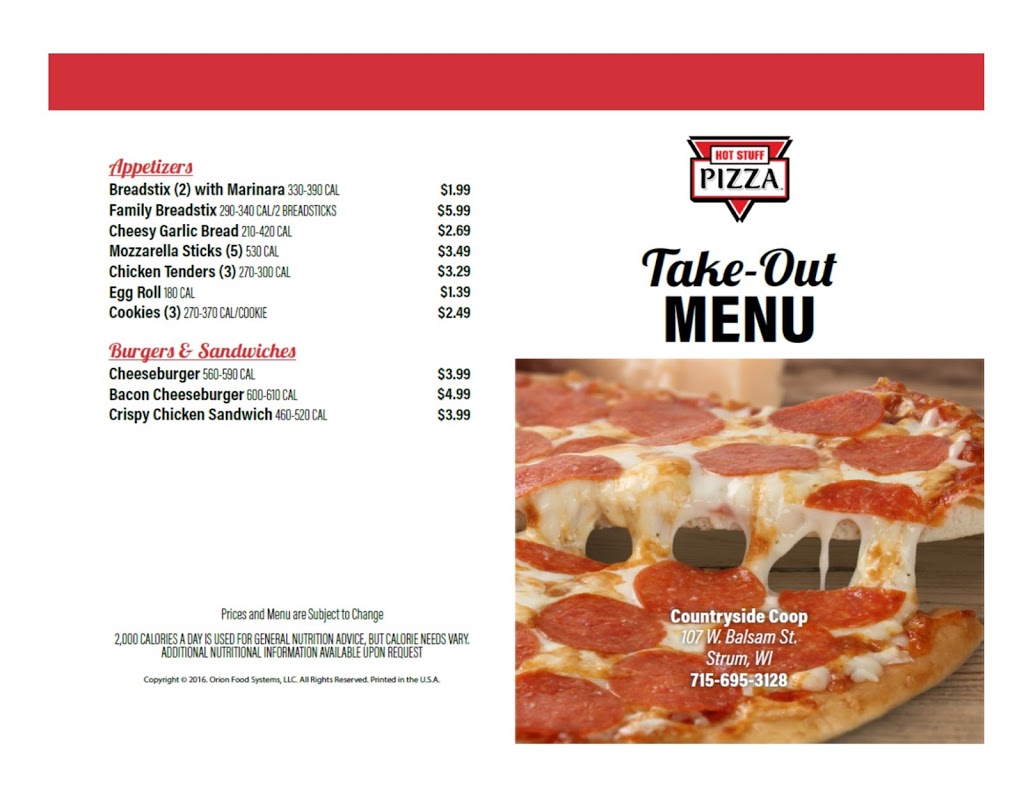 Hot Stuff Pizza | restaurant | 107 W Balsam St, Strum, WI 54770, USA | 7156953128 OR +1 715-695-3128