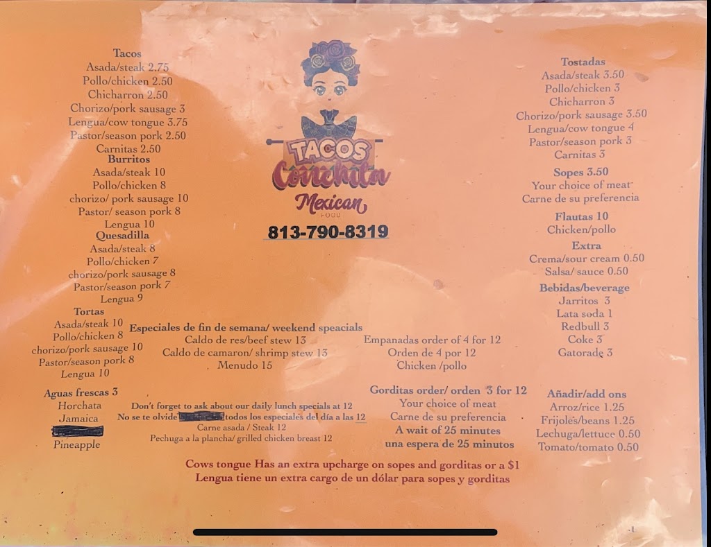 Tacos “Conchita” Mexican Food | restaurant | Livingston Ave, Lutz, FL 33559, USA | 8137908319 OR +1 813-790-8319