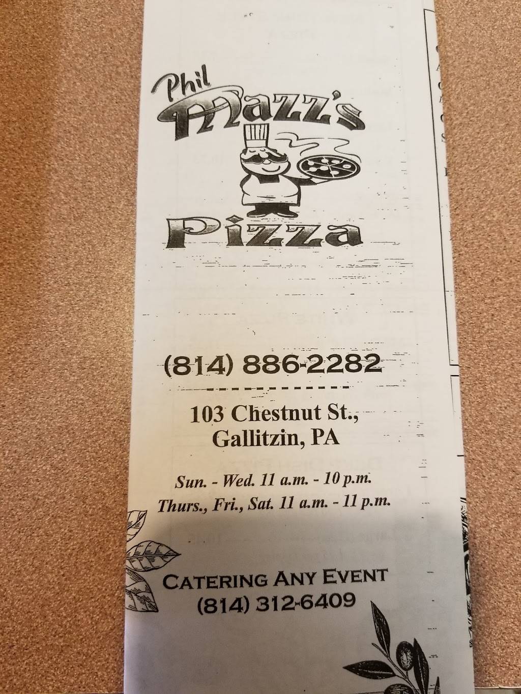 Mazzs Pizza Plus | meal takeaway | 103 Chestnut St, Gallitzin, PA 16641, USA | 8148862282 OR +1 814-886-2282