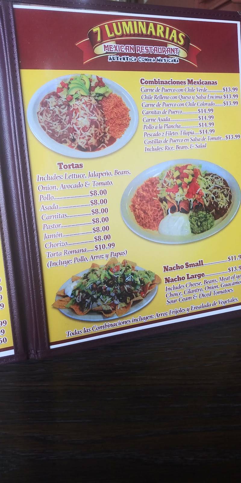 7 Luminarias | restaurant | 868 Guadalupe St, Guadalupe, CA 93434, USA | 8053437080 OR +1 805-343-7080