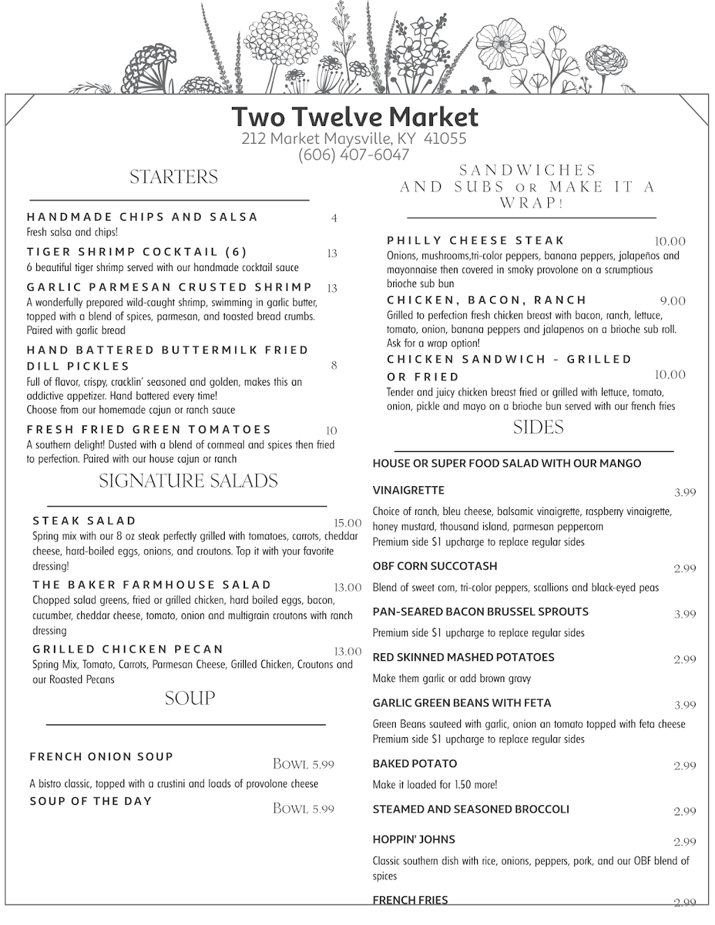 Two Twelve Market Fine Dining, Bourbon Bar and Patio | restaurant | 212 Market St, Maysville, KY 41056, USA | 6064076047 OR +1 606-407-6047