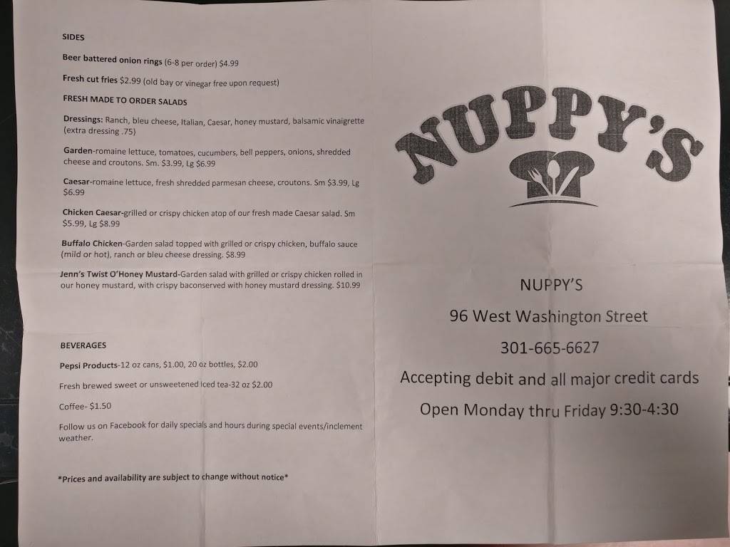 Nuppys | restaurant | 96 W Washington St, Hagerstown, MD 21740, USA | 3016656627 OR +1 301-665-6627