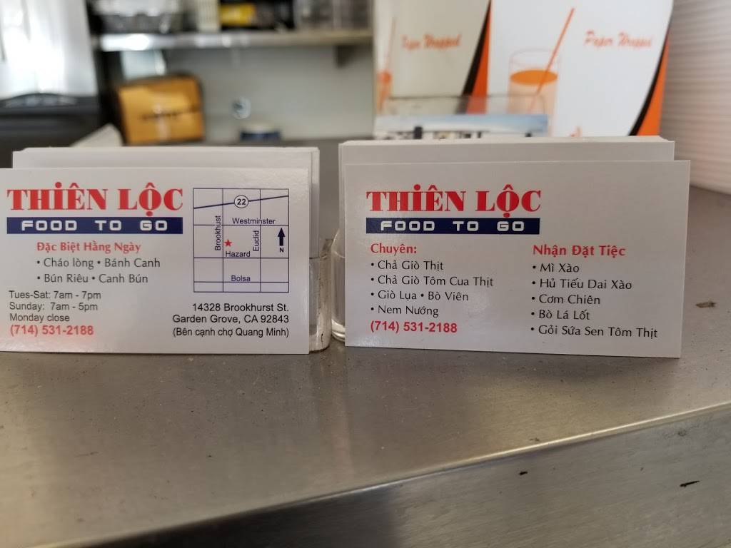 Thien Loc Food To Go | restaurant | 14328 Brookhurst St, Garden Grove, CA 92843, USA | 7145312188 OR +1 714-531-2188